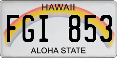HI license plate FGI853