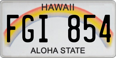 HI license plate FGI854