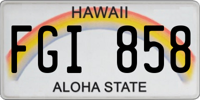 HI license plate FGI858