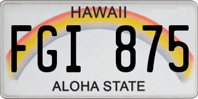 HI license plate FGI875