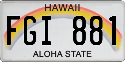 HI license plate FGI881