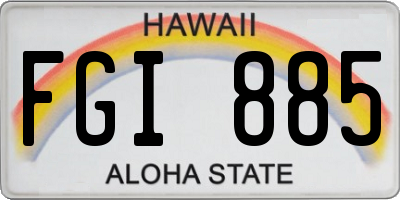 HI license plate FGI885