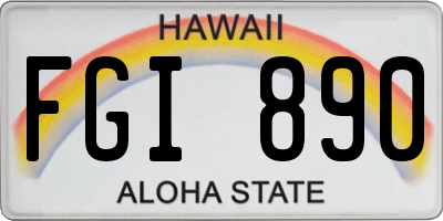 HI license plate FGI890