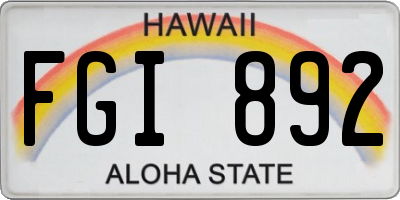 HI license plate FGI892