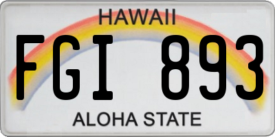 HI license plate FGI893