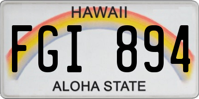 HI license plate FGI894