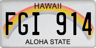 HI license plate FGI914