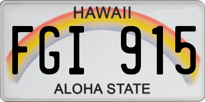 HI license plate FGI915