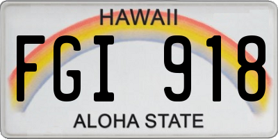 HI license plate FGI918