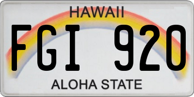 HI license plate FGI920