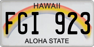 HI license plate FGI923