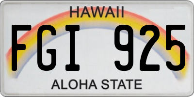 HI license plate FGI925