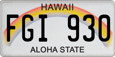 HI license plate FGI930