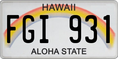 HI license plate FGI931
