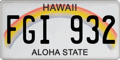 HI license plate FGI932