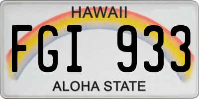 HI license plate FGI933