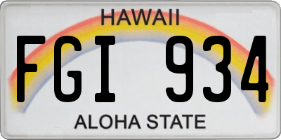 HI license plate FGI934