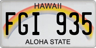 HI license plate FGI935