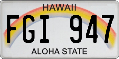 HI license plate FGI947
