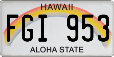 HI license plate FGI953