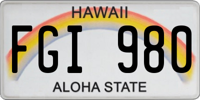 HI license plate FGI980