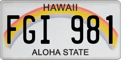 HI license plate FGI981
