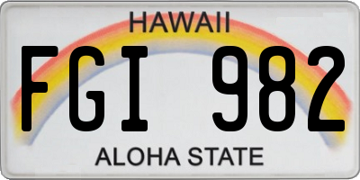HI license plate FGI982