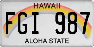 HI license plate FGI987