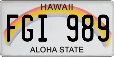 HI license plate FGI989