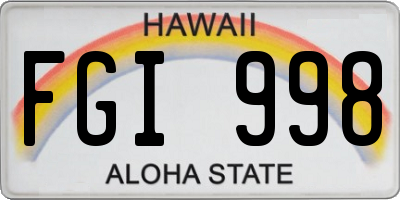 HI license plate FGI998