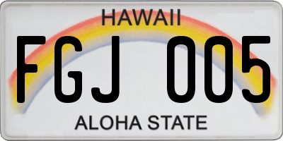 HI license plate FGJ005