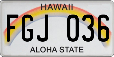 HI license plate FGJ036