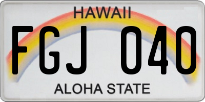 HI license plate FGJ040