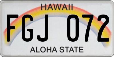 HI license plate FGJ072