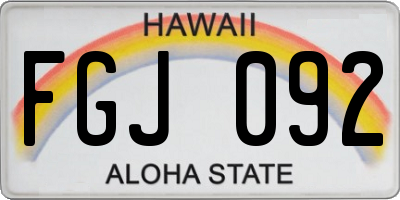 HI license plate FGJ092