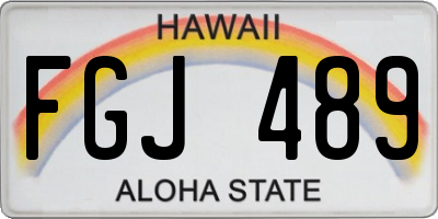 HI license plate FGJ489