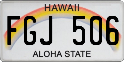 HI license plate FGJ506