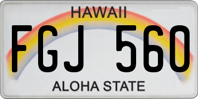 HI license plate FGJ560