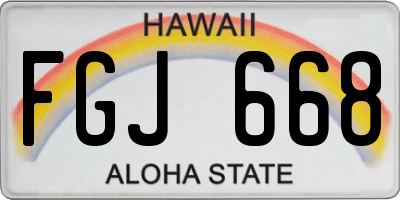 HI license plate FGJ668