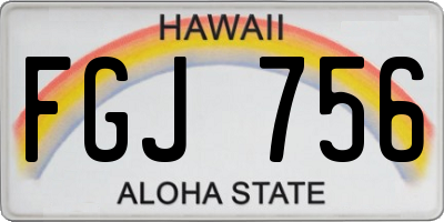 HI license plate FGJ756