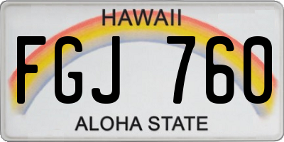 HI license plate FGJ760