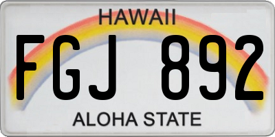 HI license plate FGJ892
