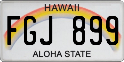 HI license plate FGJ899
