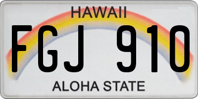 HI license plate FGJ910