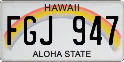 HI license plate FGJ947