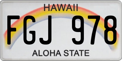 HI license plate FGJ978