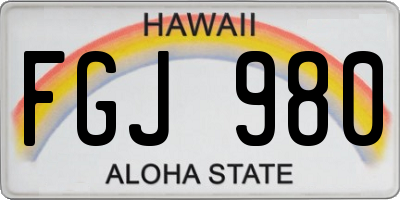HI license plate FGJ980