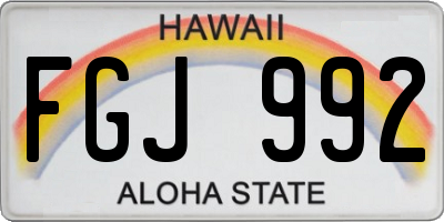 HI license plate FGJ992