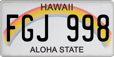 HI license plate FGJ998