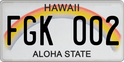 HI license plate FGK002